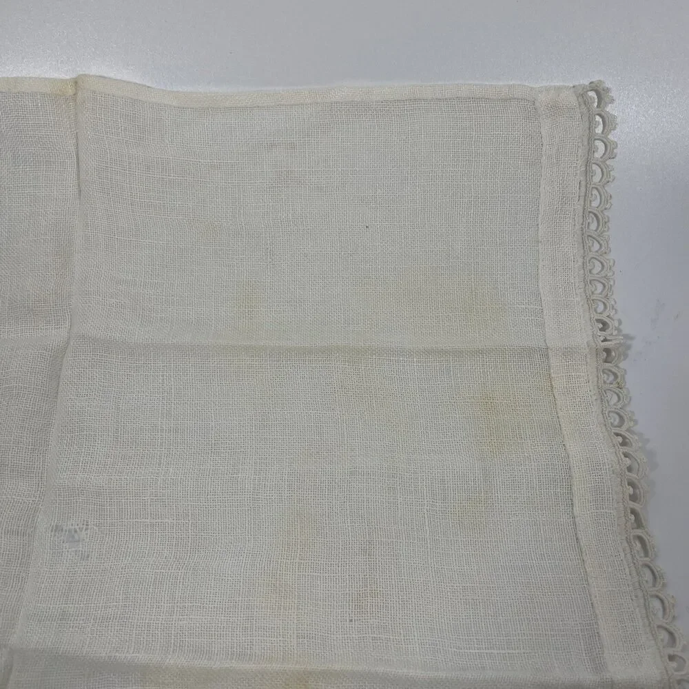 Vintage 1940-50s Linen Textile Napkin Tea Towel Embroidered 18